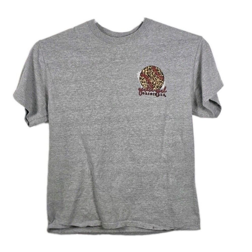 Girlie‎ Girl Originals Medium Gray "Leopard Baseballin" T-Shirt * Missing Tag  *